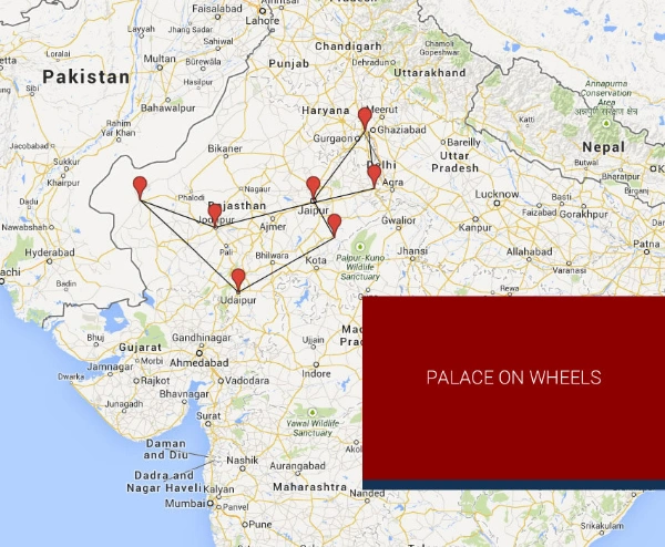 Palace On Wheels Tour map